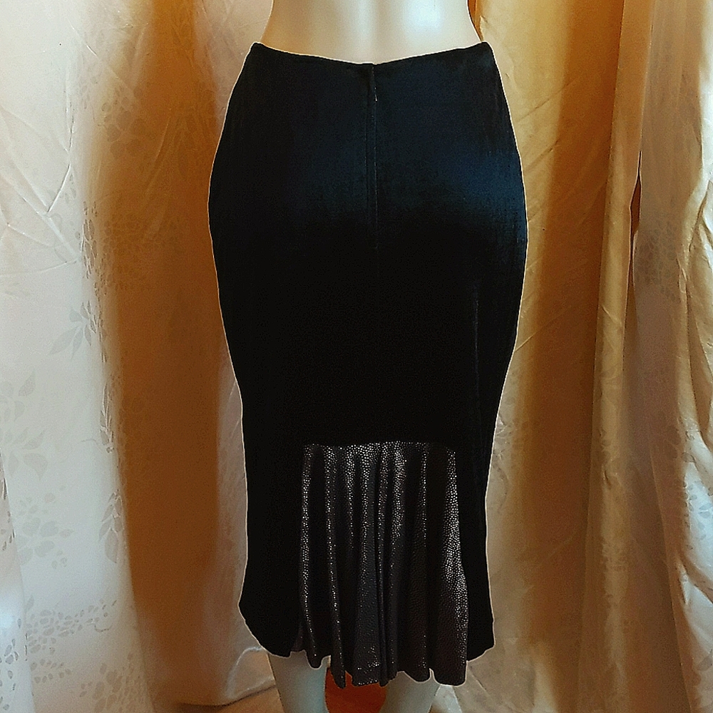 Vintage Margi Kent black Velvet skirt with copper mermaid tail